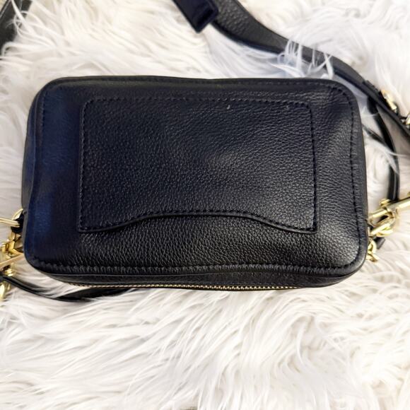 MARC JACOBS | Black Gold Leather The Softshot Shoulder Crossbody Bag Two Zippers - Picture 9 of 10